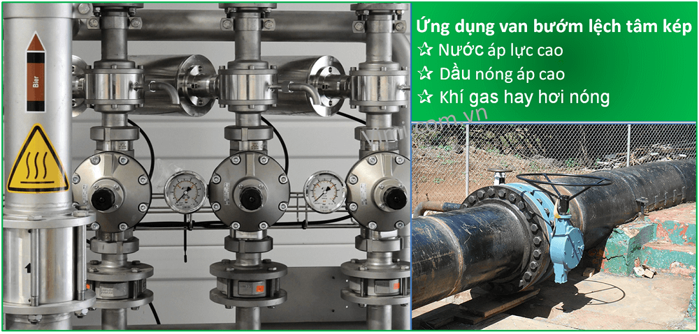 ứng dụng van bướm lệch tâm kép