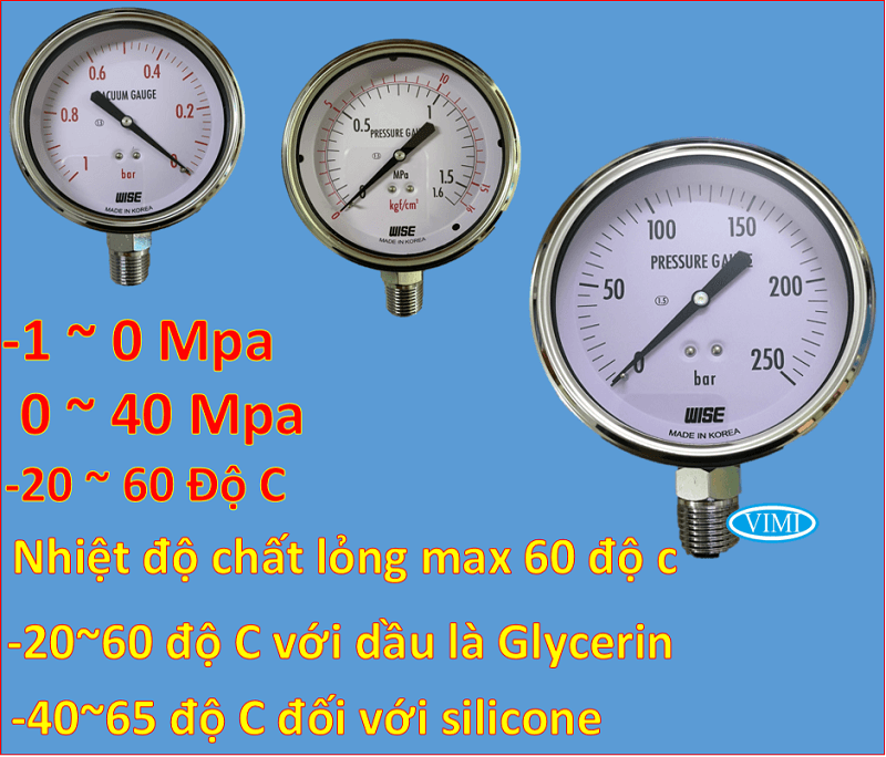 Đồng hồ áp suất P254 Wise Hàn Quốc đồng hồ đo áp suất p254 wise hàn quốc