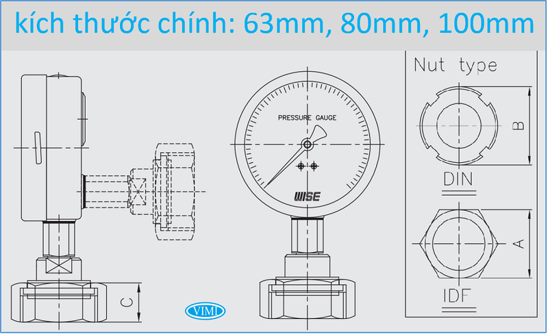 đồng hồ đo áp xuất P751 wise Hàn Quốc 1