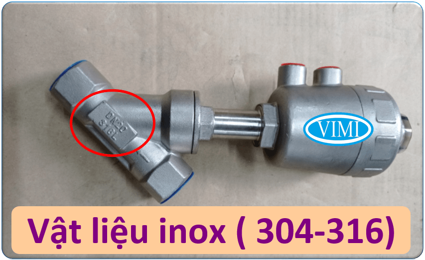 Van Y xiên khí nén ren toàn thân bằng inox 304-316