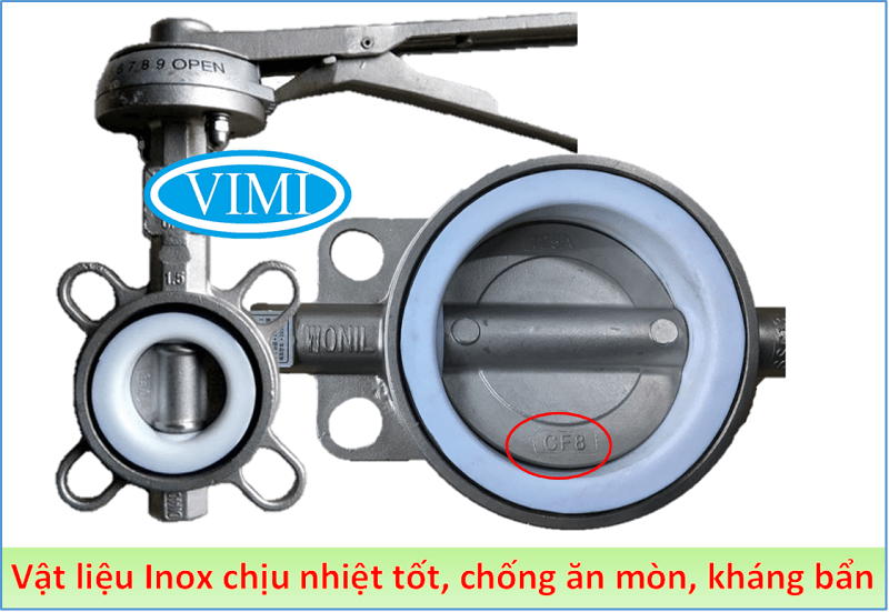 van bướm inox tay gạt dn40