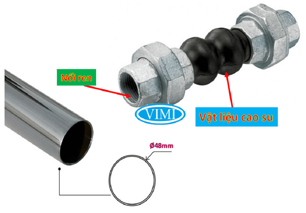Khớp nối mềm cao su ren DN40 khớp nối mềm cao su ren dn 40