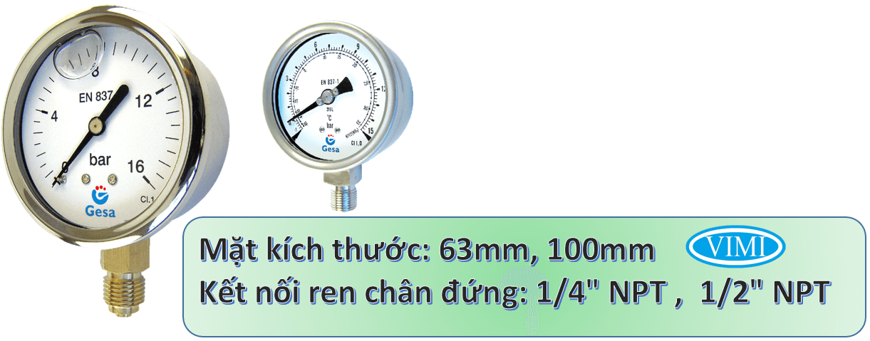 đồng hồ đo áp suất gesa m0301 3