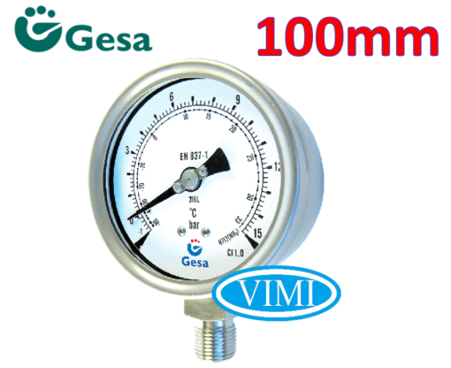 Đồng hồ đo áp suất gesa mặt 100mm 3