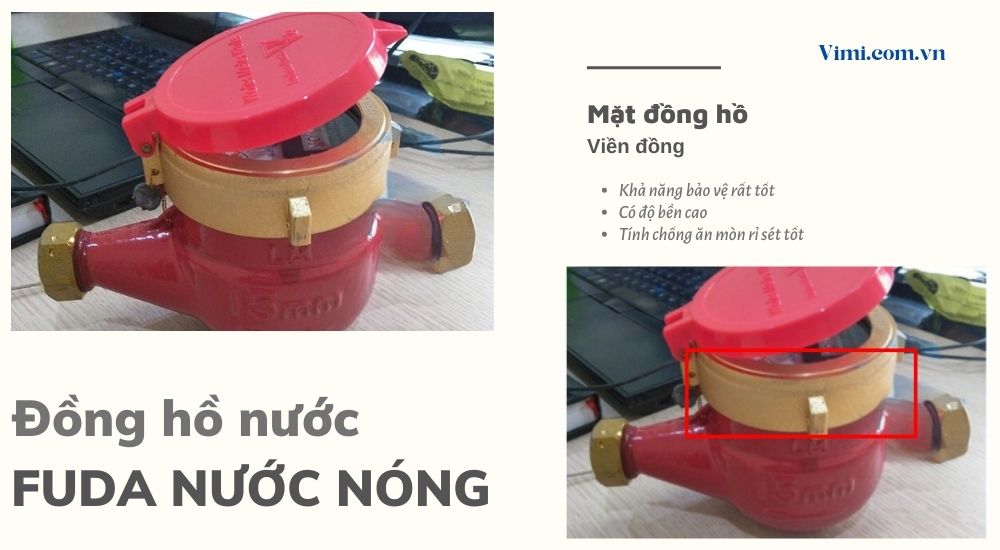 4 Mặt đồng hồ Fuda nước nóng có viền được chế tạo từ đồng