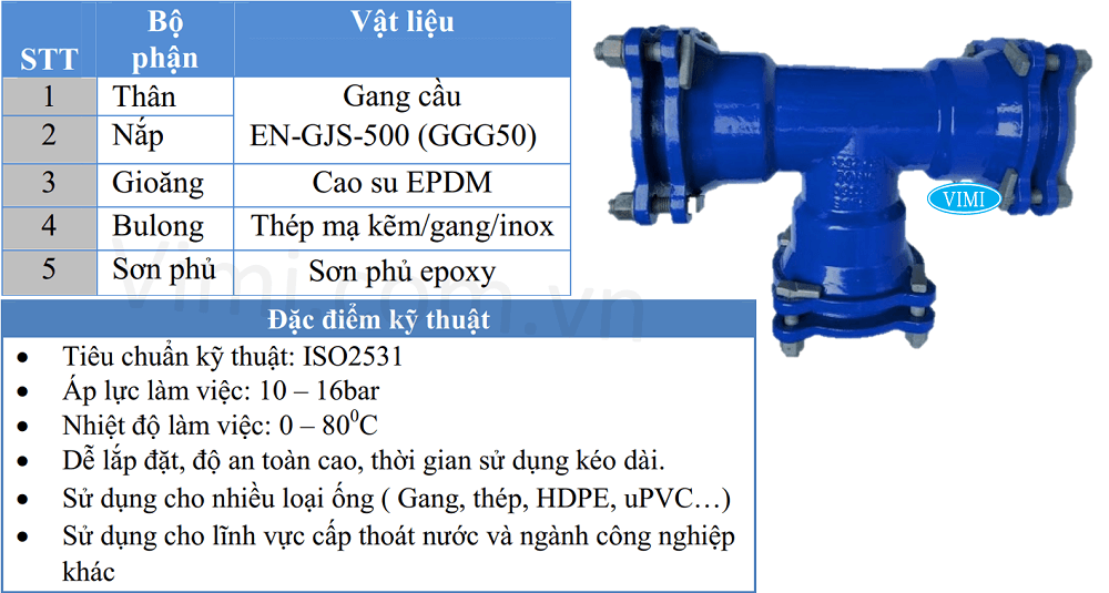 Tê gang FFF được chế tạo từ vật liệu gang