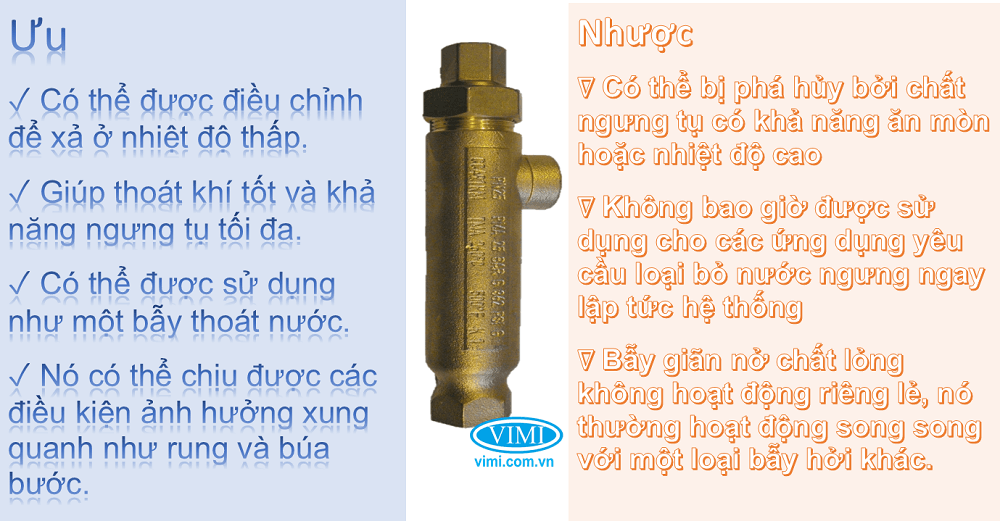 ưu và nhược điểm của bẫy hơi nhiệt giãn nở chất lỏng