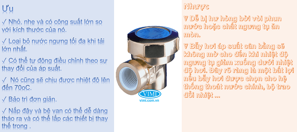ưu và nhược điểm của bẫy hơi nhiệt áp suất cân bằng