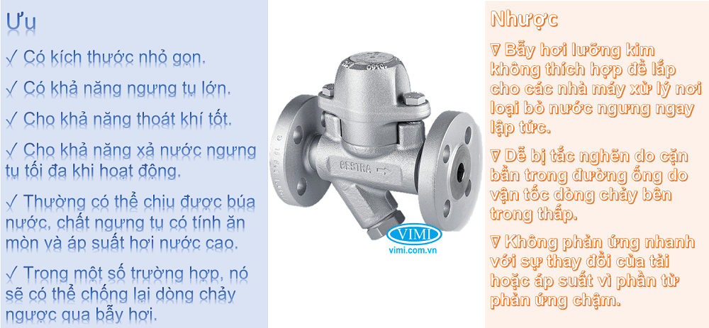 ưu và nhược điểm của bẫy hơi nhiệt lưỡng kim