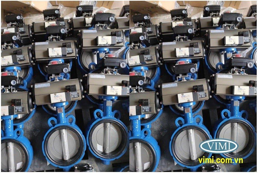 Van bướm khí nén kèm công tắc giám sát