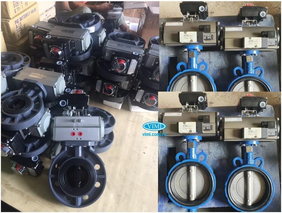 Van bướm khí nén kèm công tắc giám sát