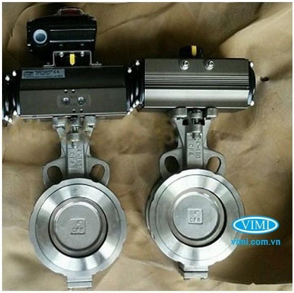 Van bướm nhiệt độ cao điều khiển khí nén kèm công tắc giám sát ( hơn 300 độ C )