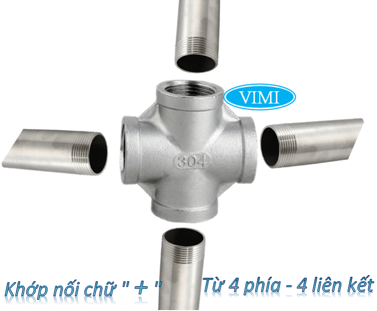 Tê thép ren inox 304 08