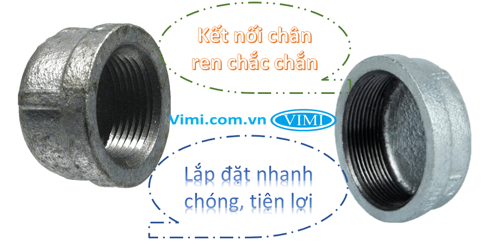Nút bịt thép ren trong mạ kẽm, kiết nối ren đơn giản, linh hoạt
