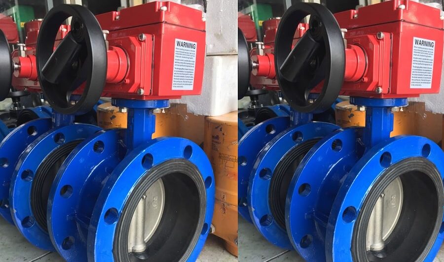 Van bướm điều khiển điện tay quay