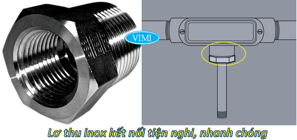  lơ thu inox kết nối linh hoạt, chân ren bề & cứng