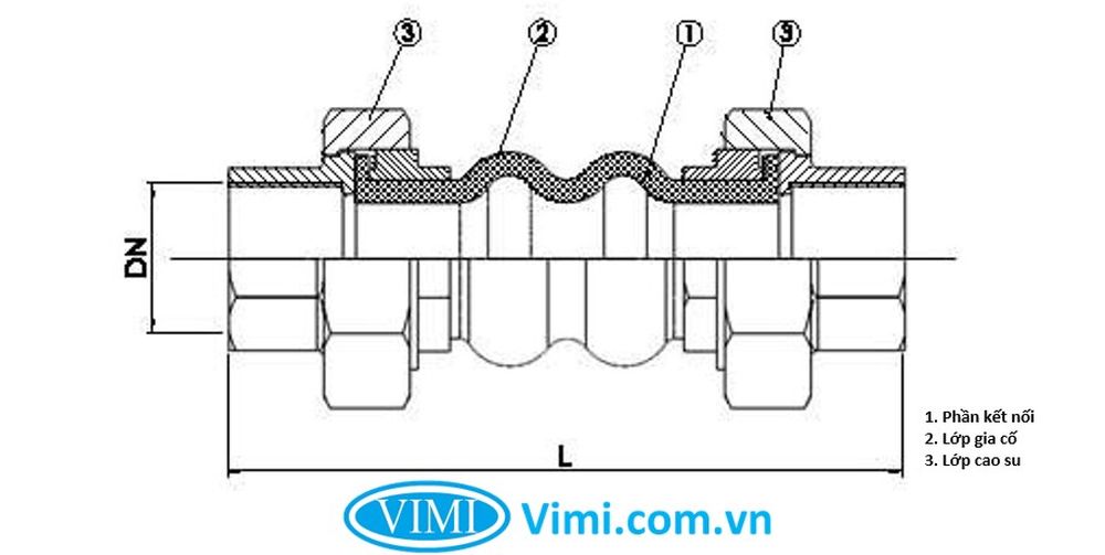 Khớp nối mềm cao su nối ren 01