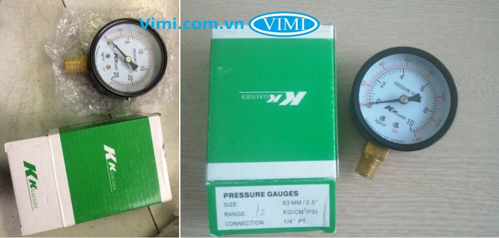 Đồng hồ áp suất KK vỏ nhôm chân đồng Đồng hồ áp suất KK vỏ nhôm chân đồng 1