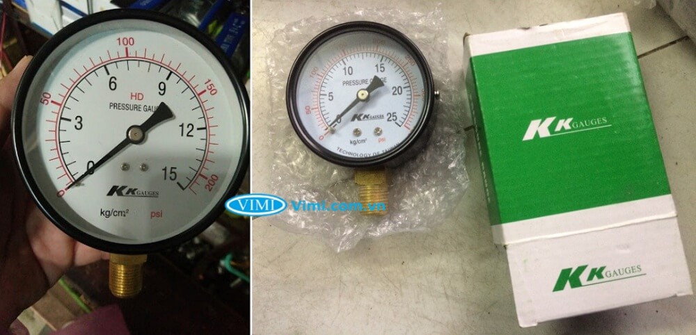 Đồng hồ áp suất KK vỏ nhôm chân đồng Đồng hồ áp suất KK vỏ nhôm chân đồng 2