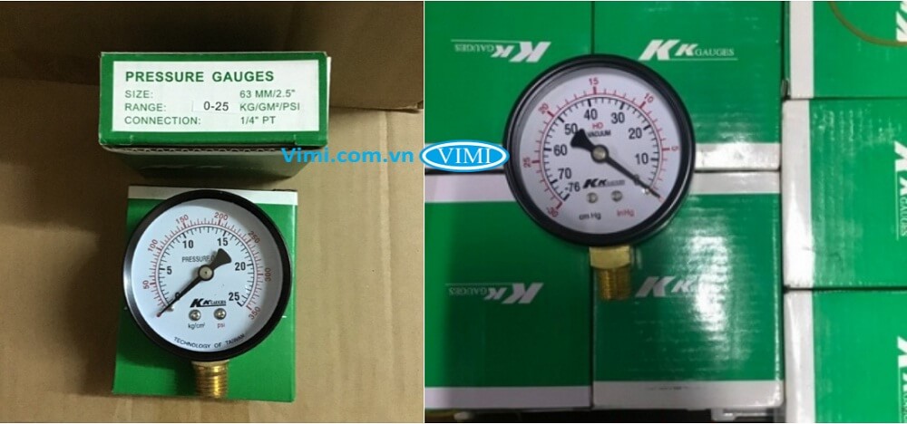 Đồng hồ áp suất KK vỏ nhôm chân đồng Đồng hồ áp suất KK vỏ nhôm chân đồng 3
