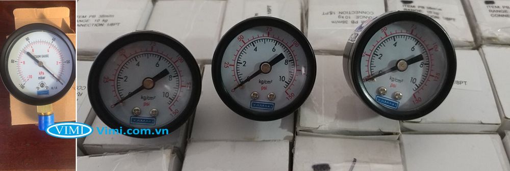 Đồng hồ áp suất vỏ nhôm chân đồng Yamaki Đồng hồ áp suất Yamaki vỏ nhôm chân đồng 2