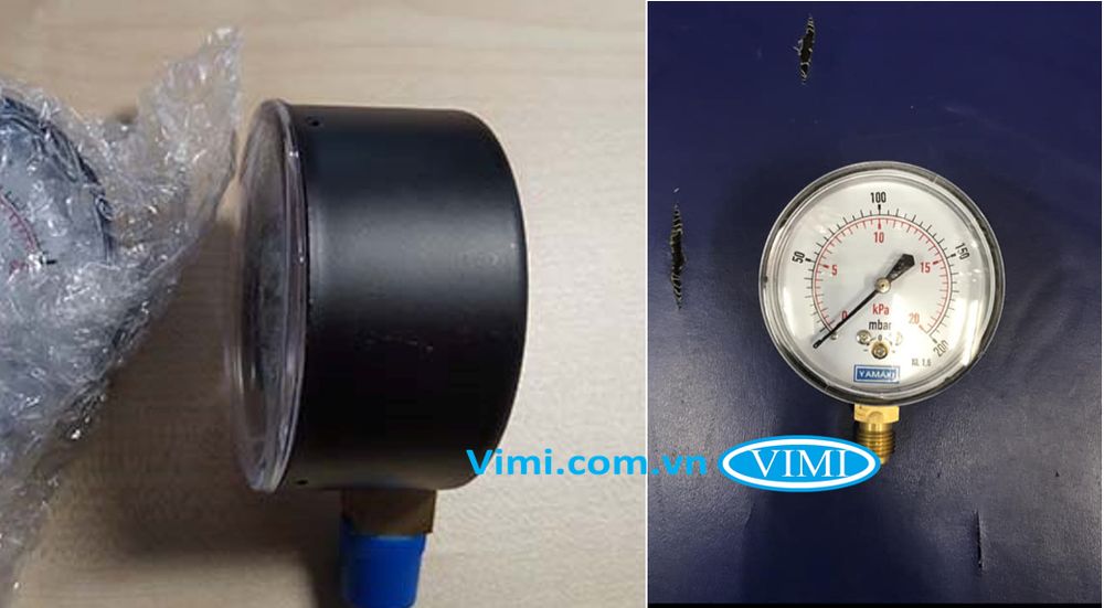 Đồng hồ áp suất vỏ nhôm chân đồng Yamaki Đồng hồ áp suất Yamaki vỏ nhôm chân đồng 4
