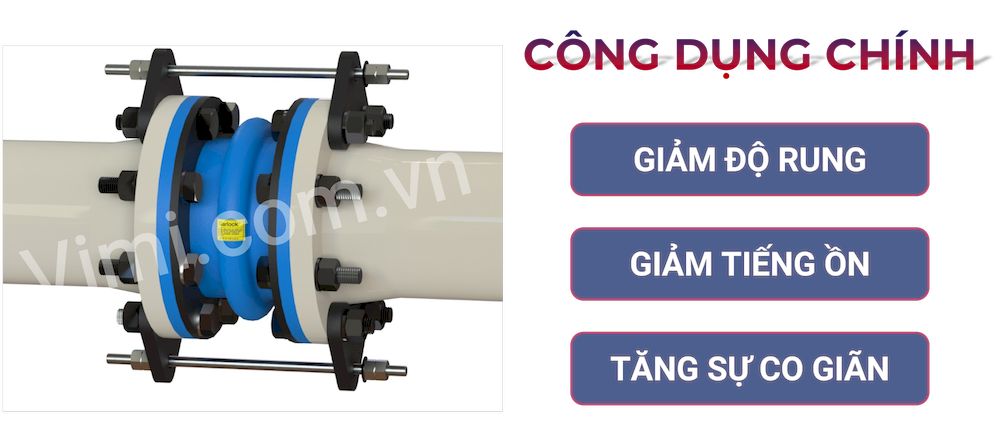 Công dụng chính khớp nối mềm cao su mặt bích thép JIS 10K