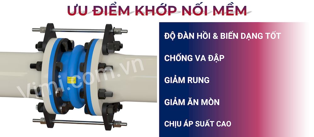 Khớp nối mềm cao su mặt bích thép JIS Ưu điểm của khớp nối mềm
