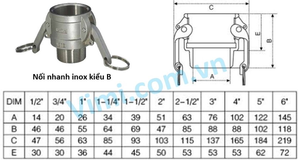 Nối nhanh inox kiểu B 02