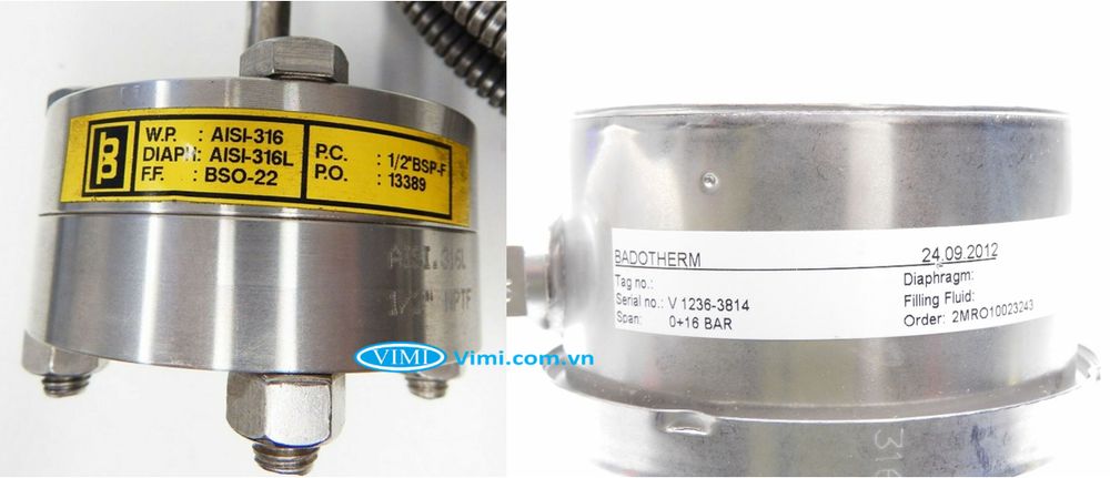 Đồng hồ inox Badotherm đo áp suất Đồng hồ áp suất inox Badotherm