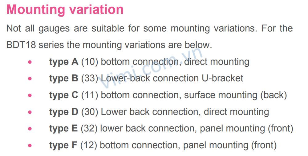 Đồng hồ áp suất Badotherm BDT18 Đồng hồ áp suất Badotherm BDT18 2
