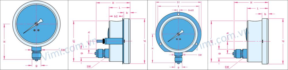 Đồng hồ áp suất Badotherm BDT9-18 3