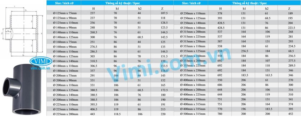 Tê giảm nhựa uPVC dán keo Tê giảm nhựa uPVC dán keo 01