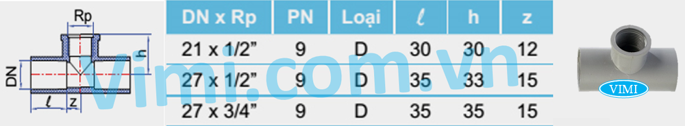 Tê nhựa uPVC ren trong 02