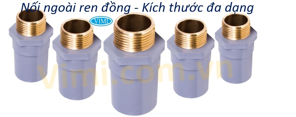 Nối nhựa uPVC ren ngoài đồng Đa dạng kích cỡ - Phù hợp với đường ống