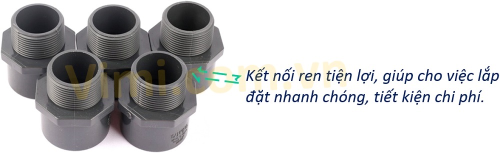 Nối ren ngoài nhựa cPVC Nối ren ngoài nhựa cPVC - Lắp đặt nhanh chóng