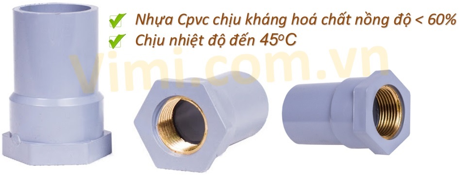 Nối nhựa uPVC ren trong đồng Nối nhựa ren trong uPVC ren trong đồng