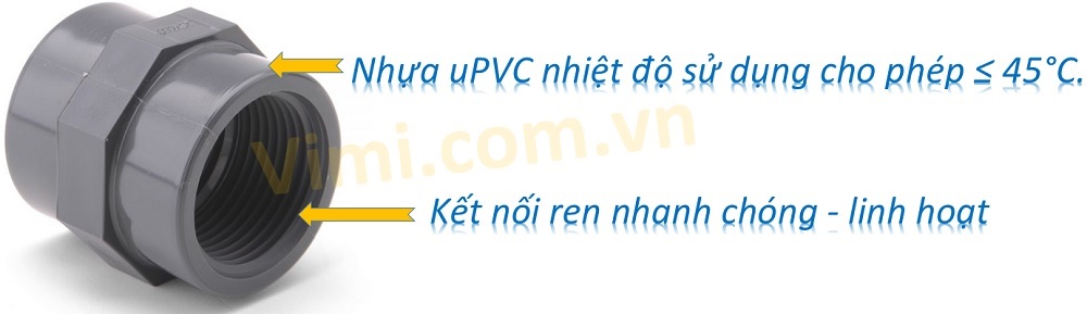 Cấu tạo nối ren trong nhựa uPVC đa dạng