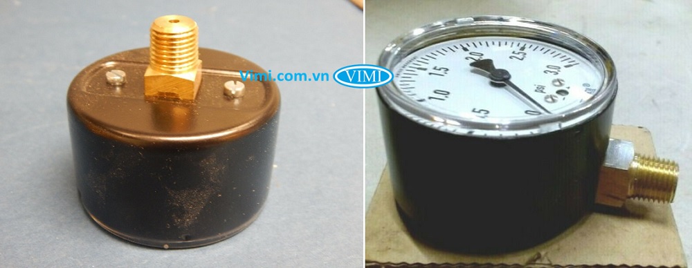 Wika 611.10 Đồng hồ áp suất Wika 611.10 - chân đứng, chân sau