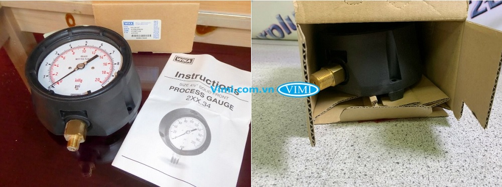 Wika 612.34 Đồng hồ áp suất Wika 612.34 - chân đứng, đồng