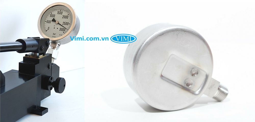 Đồng hồ áp suất Wika PG23HP-P - chân đứng