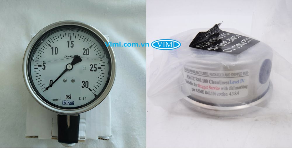 Đồng hồ áp suất Wika PG28 - có dầu chân đứng