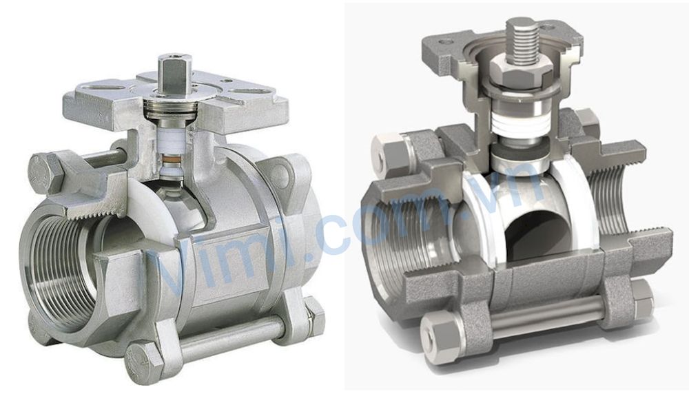 Van bi 3 mảnh nối ren cấu tạo van bi 3 mảnh nối ren