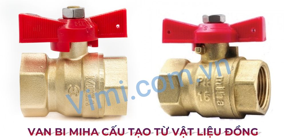 Van bi đồng tay bướm hợp kim Miha Van bi chế tạo từ vật liệu đồng