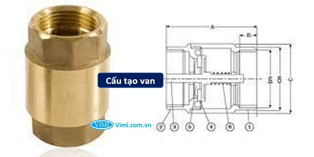 Van 1 chiều đồng lò xo PN12 van một chiều đồng lò xo PN12 1