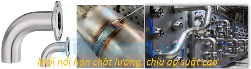 Cút vi sinh 1 đầu clamp 1 đầu hàn Phương pháp hàn chịu áp suất cao