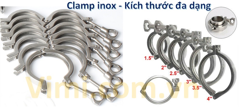 Clamp inox 304 Kích cỡ đa dạng - Ứng dụng thực tế