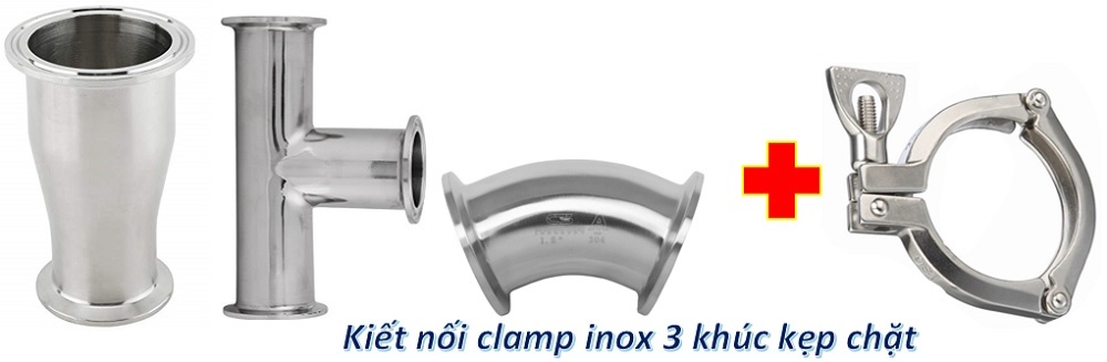 kiểu kết nối Clamp inox 3 khúc