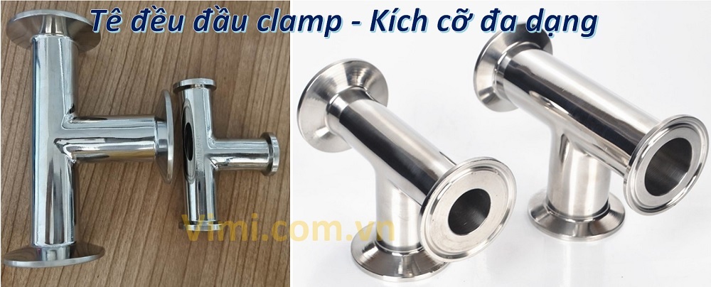 Tê đều inox 304 vi sinh đầu clamp - Đa dạng kích cỡ