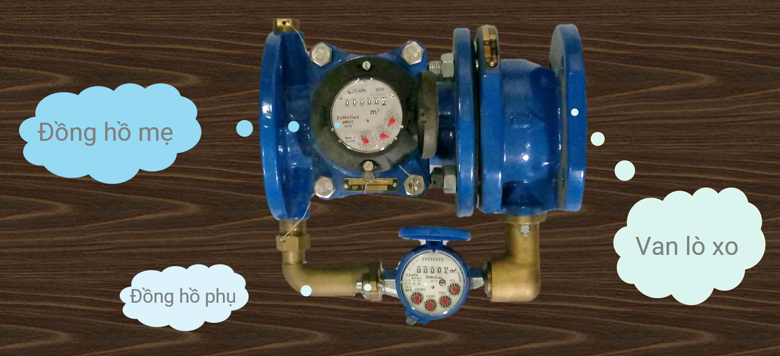 Cấu tạo đồng hồ nước Apator Powogaz mẹ bồng con 